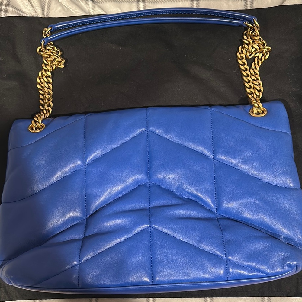 Yves Saint Laurent Blue Gold Quilted Shoulder Bag - Picture 7 of 10